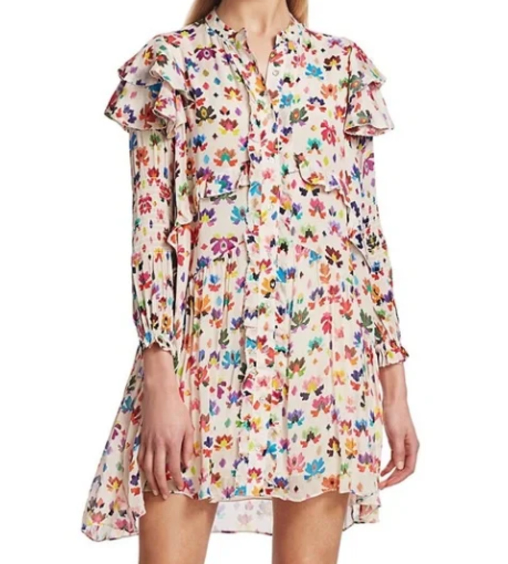CHUFY Iquitos Ruffle Mini Dress S/M Dainty Colorful Flowy Whimsy Fairy Ethereal